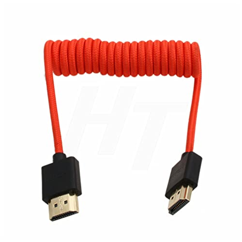 HangTon HDMI 4K 8K Cable Braided Coiled for SmallHD Blackmagic Monitor Panasonic S1H Sony A7m4 FX9 Canon C70 Nikon Z9 Camera Type A HDMI 2.1