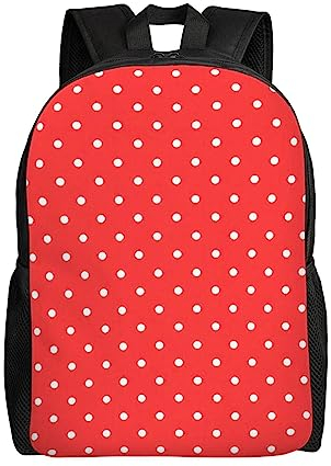 PartyUnix Rucksack mit roten und weißen Punkten – robust und verschleißfest, modisch und leicht, lässig, minimalistisch für Damen und Herren, Schwarz , One size