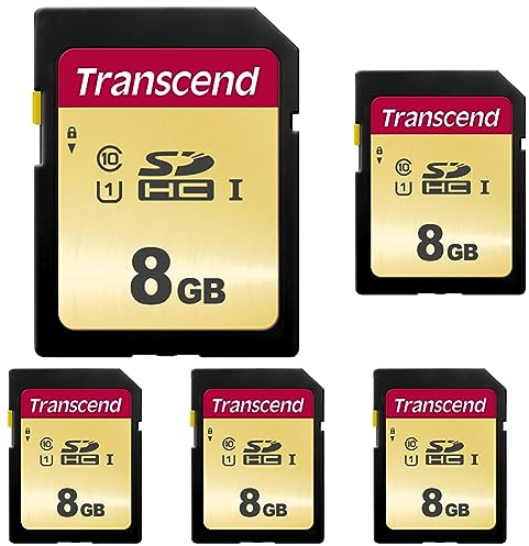 Transcend 8GB SDXC/SDHC 500S Speicherkarte TS8GSDC500S / bis zu 95 MBs lesen und 65 MBs schreiben (Packung mit 5)