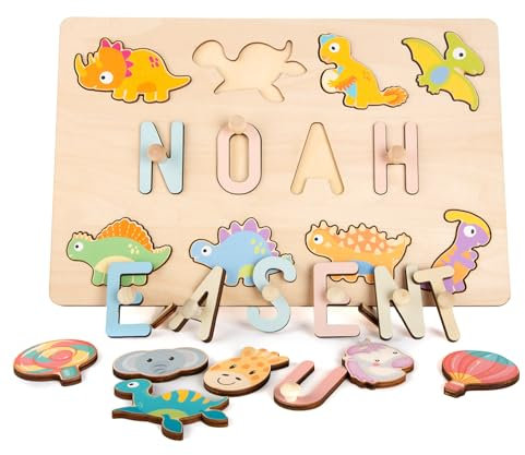 Custom Name Puzzle for Kids Personalized - Easter Gifts for Kids - Name Puzzles for Toddlers 1-3 - Engraved Text Blessing 1st Birthday Girl & Boy Gifts - Toys for 1 year old Boys & Girls