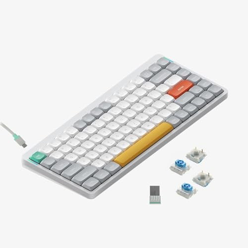nuphy Air75 V2 Kabellose mechanische Tastatur, 84 Tasten RGB Hot-Swap Tastatur, unterstützt Bluetooth 5.1, 2.4G und kabelgebundener Verbindungc für PC/Laptop/Windows/Mac-White Gateron Blue Switch