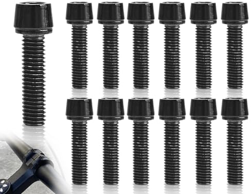 KAPSING 12 Pièces Vis de Potence de Vélo, Vis d'Arbre de Vélo M5x20mm, Vis à Cône de Vélo, Boulons de Potence de Vélo pour Potence de Vélo de Route de VTT