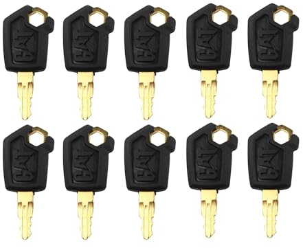 Taicols 10 Stück Zündschlüssel 5P8500, Universal Baumaschinen Schlüssel, für Schwermaschinen/Bulldozer von Caterpillar (CAT), Schwere Ausrüstung Zündschalter Schlüssel, Ersatz Start Schlüssel Set