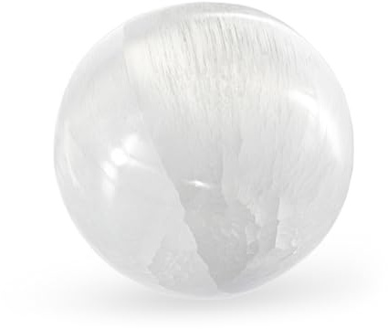 NKlaus Selenit Kugel 70 mm – Handgefertigter Heilstein für Meditation, Reiki & Chakra-Heilung, poliert & schimmernd, ideal für spirituelle Rituale & Deko