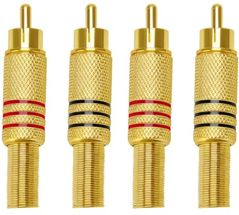 Conector de Audio RCA,Conector RCA Macho,Enchufes Macho RCA,RCA estéreo Macho Chapado,Conector de Audio Video Enchufe RCA,Conectores de Enchufe Macho RCA,Enchufe Macho RCA Sin Soldadura,4 Piezas