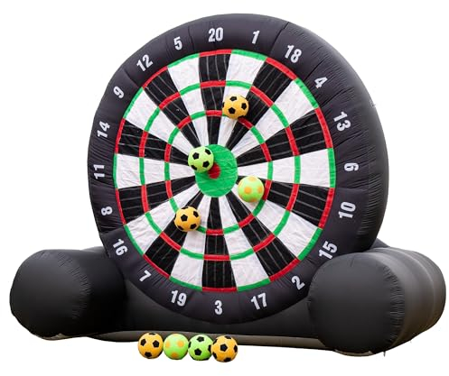 Blatesic Aufblasbares Dartboard für Fußball-Dartpfeile im Freien (3 m hoch) – inklusive 8 Bälle und 370 W Ventilator – Riesenspiel mit großem Ziel