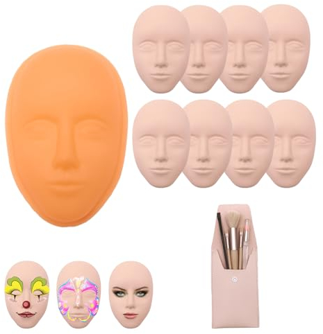 LOULANLUXE Silikon Gesicht Zum Schminke Wiederverwendbar für Gesichts Make Up Übung, Tattoo Übungshaut für Anfänger Praxis Kinderschminke, Permanent Make Up, Microblading, Set1