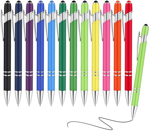 AUAUY 12 Stück Kugelschreiber, 2 in 1 Soft-Touch-Kugelschreiber, Druckkugelschreiber, Kollegen Eingabestift Metall Stift für Schreibtisch Mitarbeiter, Abschluss, Jubiläum, Büro