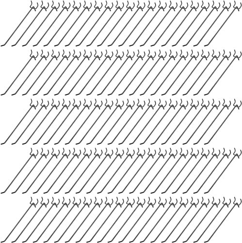 TESIN 100 Pack Peg Board Shelving Hooks, Stainless Steel Pegboard Hooks, Metal Display Hooks, Hanging Peg Board Holders Wall Hooks for 1/8 and 1/4 Pegboard for Garage Storage Organizer (8 Inch)
