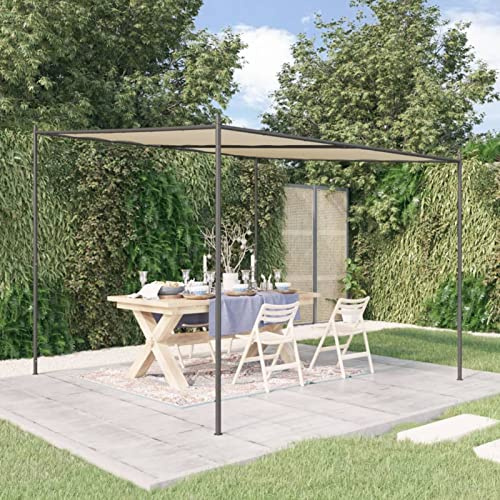 ShGaxin Tonnelle pour extérieur, Pergolas de jardin, auvent extérieur, Pergola Jardin extérieur, Pergola pour terrasse, acier et tissu beige, 3 x 3 m, 180 g/m²