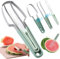 HOVCEH Coupe-fruits, fourchette à fruits en acier inoxydable 3 en 1 et fourchette pour couper les fruits, coupe-fourchette à pastèque en acier