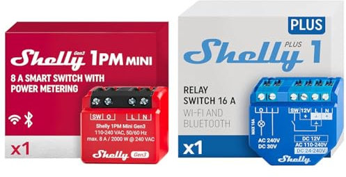 Shelly 1PM Mini Gen3 | WiFi & Bluetooth Smart Switch Relais & Plus 1 | Wlan & Bluetooth Smart Relais Schalter | Trockenkontakt | Lichtschalter