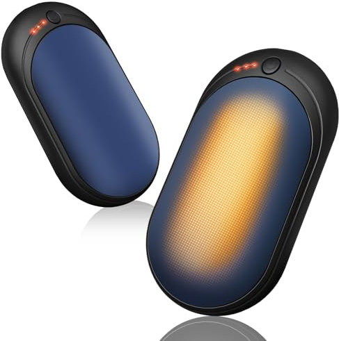 Elektrischer Handwärmer,Handwärmer Wiederaufladbar 2er Set mit 6000mAh,Taschenwärmer USB-Kabeln,3 Heizmodi,20 Stunden Lang Anhaltende Wärme,Aufladbar Taschenheizung für Outdoor im Winter