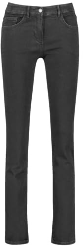 Gerry Weber Damen 5-Pocket Jeans unifarben, Washed-Out-Effekt 7/8 Länge, Kurzgröße Black Black Denim 36S