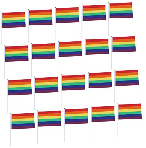 OFFSCH 20stücke Regenbogenfahnen Für Paraden Flaggen in Regenbogenfarben Tragbare Regenbogenstreifenfahnen