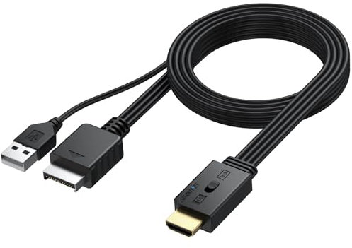 AUTOUTLET Convertidor PS2 a HDMI, Cable HDMI para PS2 y PS1, Interruptor de Relación de Aspecto 4:3/16:9