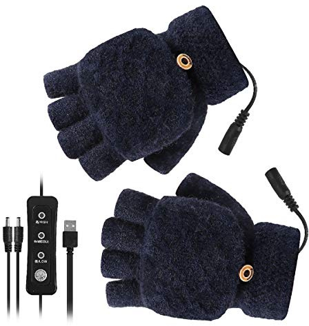 Beheizte USB-Handschuhe, Unisex, Damen und Herren, Winter, warme Laptop-Handschuhe, voll und halb beheizt, fingerlose Handschuhe, Handwärmer für Laptop, Gaming, Tippen, Büro