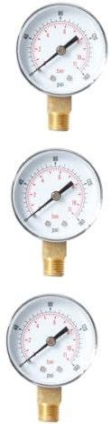 ULTECHNOVO 3pcs Npt Pressure Gauge Differential Pressure Gauge Dry Pressure Gauge Oil Pressure Gauge Compressed Air Pressure Gauge Boiler Pressure Gauge Tire Pressure Gauge Y50 Pressure Gauge