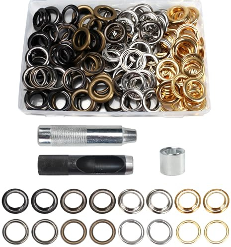 HO2NLE 240-teiliges 16-mm-Ösen-Stanzset Metall-Tüllenwerkzeug-Set Großes Tüllen-Set mit Tülleneinstellwerkzeug für Lederstoffe, Schuhe, Kleidung, Vorhänge, Zelte, vier Farben (16 mm Innendurchmesser)