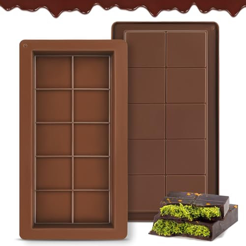 Coolon Schokoladenform Silikon Tief, 2 Stück Tief Silikonform Schokolade, Silikon Schokoladenform, Silikonform Schokoladentafel für Schokolade Praline Süßigkeiten