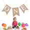 Volumoon One Hochstuhl Banner, Ein Banner zum Ersten Geburtstag, Wimpelgirlande aus Jute zum Aufhängen, 1. Geburtstag für den Hochstuhl, Dekoration zum Ersten geburtstag für die Babyparty