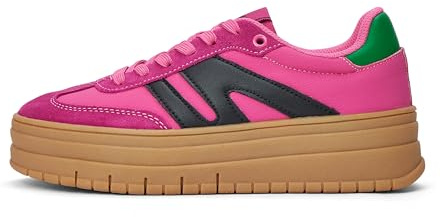 LUCKY STEP Zapatillas Plataforma Mujer - Cuña Clásica Lona Retro Tobillo Bajo Cómodas Diarias