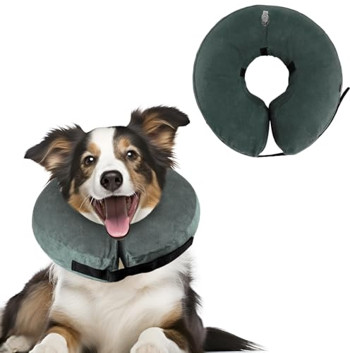 XIMEY Collerette Chien Gonflable, Colerette pour Chien Anti Lechage, pour Protection Postopératoire de Tête, Poitrine, l'abdomen (Gris, M)