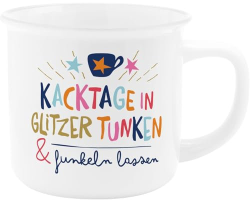 H:) PPY life Tasse mit Motiv Funkeln | Kaffeetasse aus Porzellan, 35 cl, Höhe 8,4 cm, Tasse mit Spruch, in Geschenk-Banderole | Geschenk zum Geburtstag | 74439