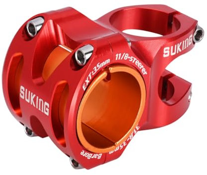 CYSKY Attacco Manubrio MTB Diametro 35 mm e 31,8 mm, Lunghezza 35 mm 50 mm Attacco Manubrio Bici Corto per Mountain Bike, Bici da Corsa, MTB, Downhill (Rosso, Lunghezza 35mm)