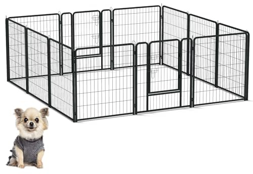 UISEBRT Welpenlaufstall Freilaufgehege Welpenauslauf mit Tür Laufstall Hunde Flexibel Faltbare Freigehege für Hund Katze Welpe Kaninchen (je 80 x 80 cm, 12 Stück)
