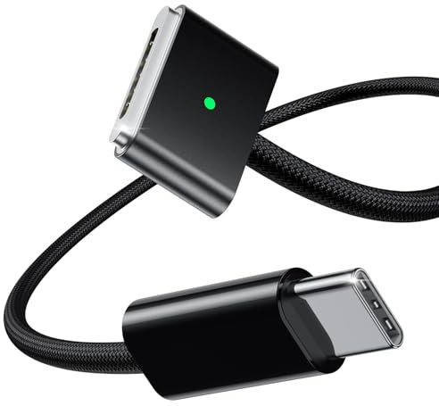 Stouchi USB C auf Mag-Safe 3 Kabel 1.8M 140W Magnetisches Ladekabel für 2024 MacBook Pro 14/16 M4, 2025 MacBook Air 13/15 M4, Schnellladung mit perfektem Halt-Schwarz