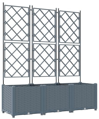 vidaXL Jardinière de Jardin avec Treillis 3 pcs Gris Clair 120x40x143 cm