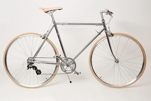 May YIWU 8-Gang Citybike – Urbanes Fahrrad für Damen & Herren, Stahlrahmen, 28 Zoll, Farbe Chrome (Silber), Größe M