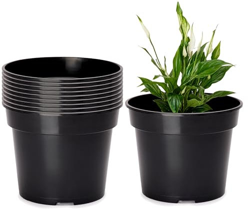 Garronda Pots Horticulture Ronds Pots pour Culture de Plants de Plantes et Fleurs GD-0025 (10 Pièces Noir, ⌀ 12cm H=9,5cm)