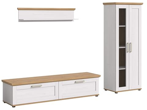 xonox.home - Wohnkombination Verona 3-tlg. Set 240x161x40 cm in Sibiu Lärche und Artisan Eiche - Wohnkombination Wohnwand Wohnzimmermöbel Wohnzimmerschrank - schöner Blickfang