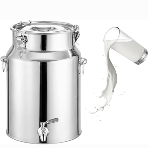 Bidon INOX pour Huile d Olive 5l/10lavec Robinet,Pot À Lait INOX avec Couvercle Réservoir Scellé en Acier Inoxydable Pots À Lait,Capacity-7L