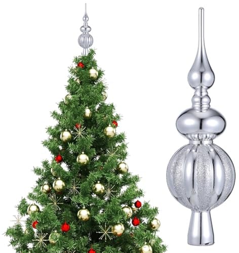 Christbaumspitze Glas Silber, Baumspitze Mit Endstück Weihnachtsbaumspitze Weihnachtsdekoration Ornament Dekoration Kunststoff Baumspitze Für Den Innenbereich Geeignet Für Party-Dekoration Zu Hause