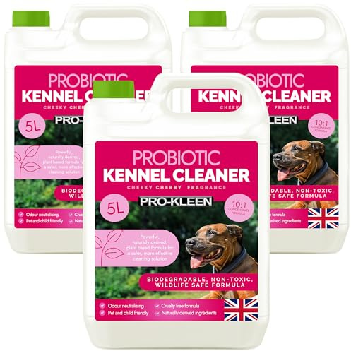 Pro-Kleen ProBiotic Kennel Cleaner 3 x 5L - Cleans & Neutralises Odours - Biodegradable, Non-Toxic, Wildlife & Pet Safe - Naturally Derived Ingredients - Cruelty Free & Vegan (Cherry Fragrance)