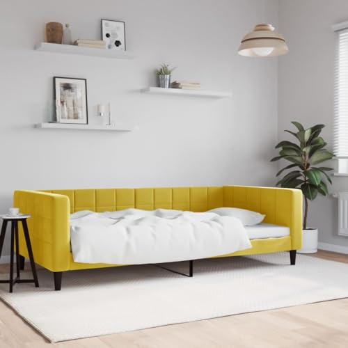 Emmtore Tagesbett Sofabett Schlafsofa für Schlafzimmer Wohnzimmer, Bettsofa Sofa, Modernes Design Gelb 100x200 cm Samt