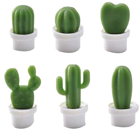 YIZITU Set 6 Magneti da Cucina Resine Cactus Vaso per Piantari Adesivi Magnetici Statue Vegetale per Foto Memoria E Display Artistico Resine Magneti Set
