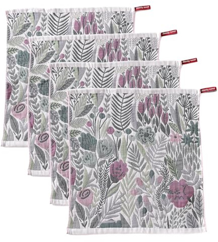 HOORDRY 100% Cotton Tea Towels with Hanging Loop, 4 Pack | Dish Towels & Kitchen Hand Towels for Home, Kitchen, Bathroom, Super Absorbent ,Decorative Floral Patterns, 41x38CM
