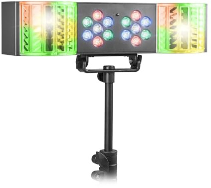 Fuzzix DerbyStar1 Partylicht mit Stativ - LED Lichtorgel Musikgesteuert mit Derby & Wash Effekt - DJ Lichtanlage für Bühnenlicht & Party Beleuchtung - Komplettes Set mit Fernbedienung