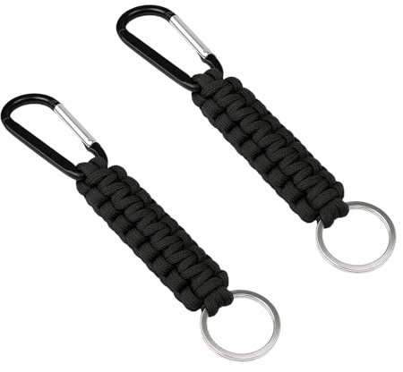 2 PCS Paracord Schlüsselanhänger Karabiner für Outdoor & Alltag, multifunktionaler Schlüsselanhänger mit Karabinerhaken, langlebiger Auto Schlüsselanhänger & Autoschlüssel Anhänger für Männer & Frauen