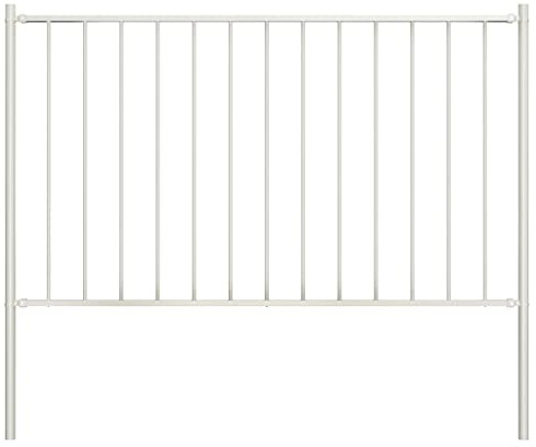 Dekorativer Gartenzaun Balkon Sichtschutz Efeu,Zaunelement mit Pfosten Pulverbeschichteter Stahl 1,81x1 m Weiß für Garten,Terrasse,Balkon