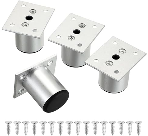 XxinXrong Lot de 4 pieds de meubles réglables en hauteur en aluminium - Plage de réglage de 5 cm - Pieds d'armoire, de lit, de table, de canapé, de chaise, pour meubles tels que armoire, lit, canapé