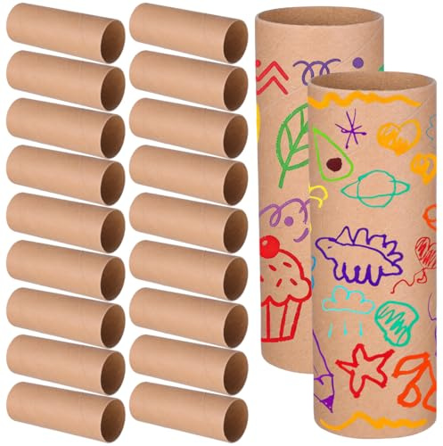 LALAFINA Craft Paper Roll Tubes 20 pcs Brown Cardboard Tubes for Crafts Paper Tubes for DIY Arts Classroom Projects and Handmade Decorations 11.00 X 4.00 X 4.00 cm