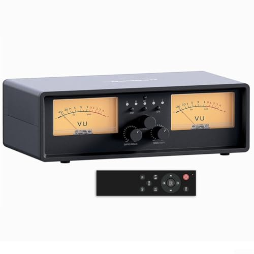 ET30 Audio Switcher Box, 2 Eingänge 2 Ausgänge Lautsprecher Selector mit analoger VU Meter Anzeige, Fernbedienung für Class D Röhrenverstärker