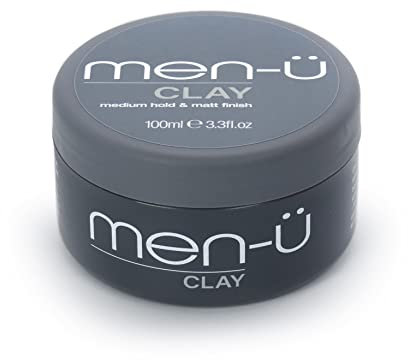 men-ü Haar Clay 100ml, Haarprodukte Herren - Für Matte, Gestufte Und Zerzauste Styles, Duft Nach Melonen - Haarwachs Für Herren Mit Mittlerer Griffigkeit Und Mattem Finish, 100ml Frisierpuck