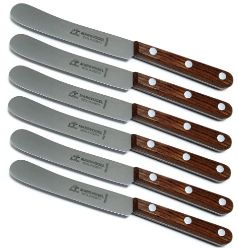 6 Stück Buckels Messer Bubinga Marsvogel Solingen # 82 46 01 Tafelmesser Solinger Dünnschliff blaugepließtet