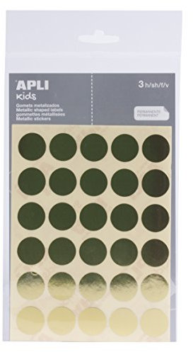 APLI Kids 11808 – Beutel mit runden Aufklebern, 20 mm, goldfarben, 3 Bögen